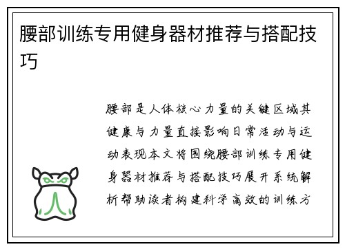 腰部训练专用健身器材推荐与搭配技巧